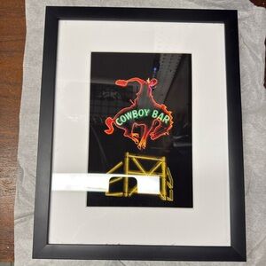 Framed Cowboy Bar Neon Sign Art